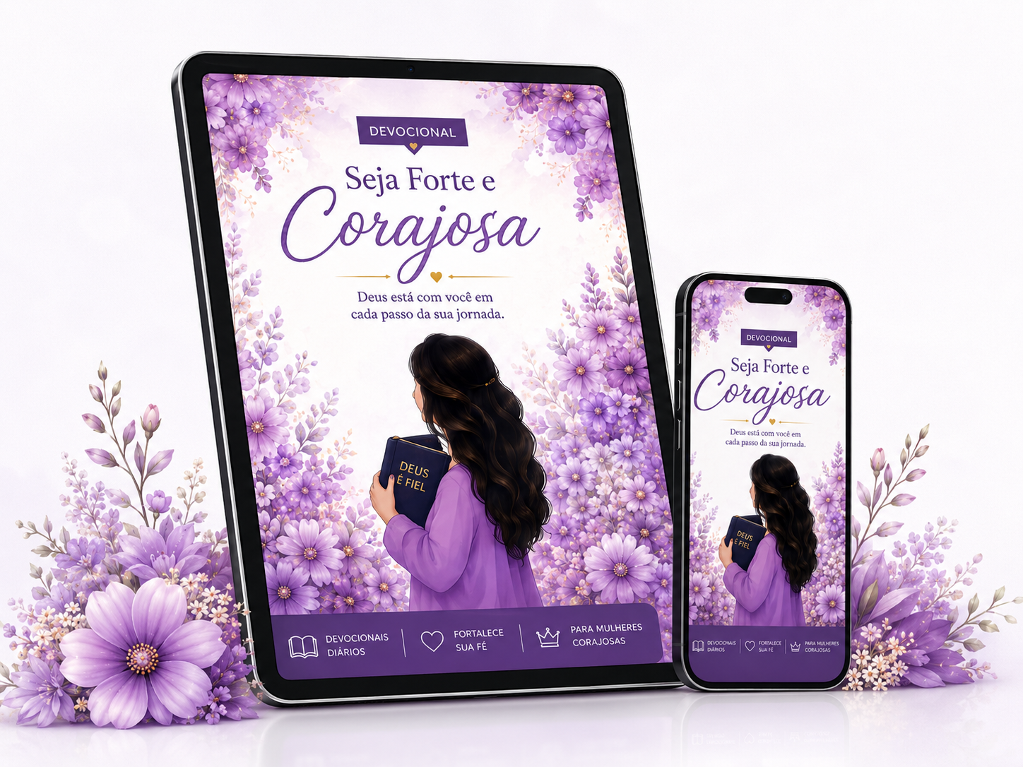 Ebook Devocional Seja Forte e Corajosa no tablet